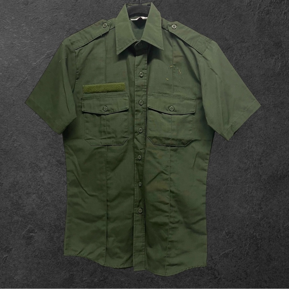Vintage 1990s Camco Military Style BDU Green Single Stitch Shirt // L-XL